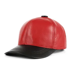 Sales Winter Women Candy Color Real Leather Baseball Caps Men Ladies Youth Duck Tongue Wamr Hats Pink Hip Pop Bonnet Femme