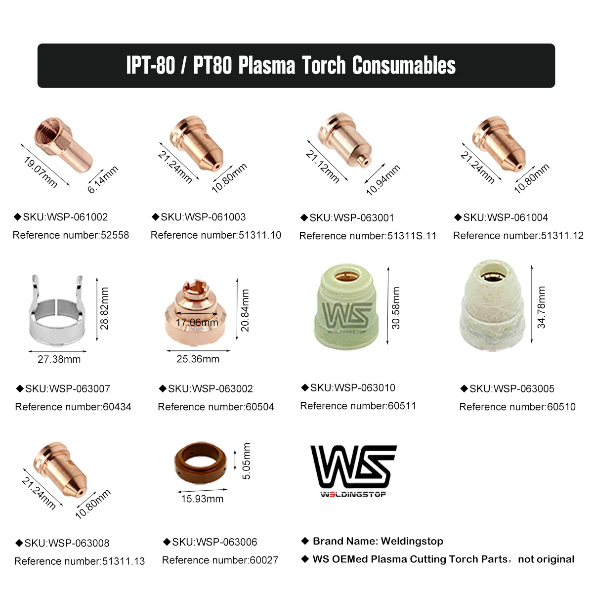 PTM80 PTM-80 IPT-80 PT80 Elektrodenspitze/Düse 1,0 mm/1,2 mm/1,3 mm für Plasmaschneider-Brenner-Verbrauchsmaterialien, 20 Stück – Detail 6