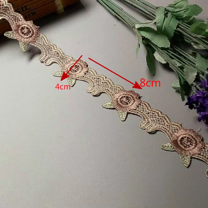 1 yards Flower 40 mm Lace Ribbon Trim for Sofa Cover Curtain Trimmings Embroidery Edge Applique Home Textiles Accessories New