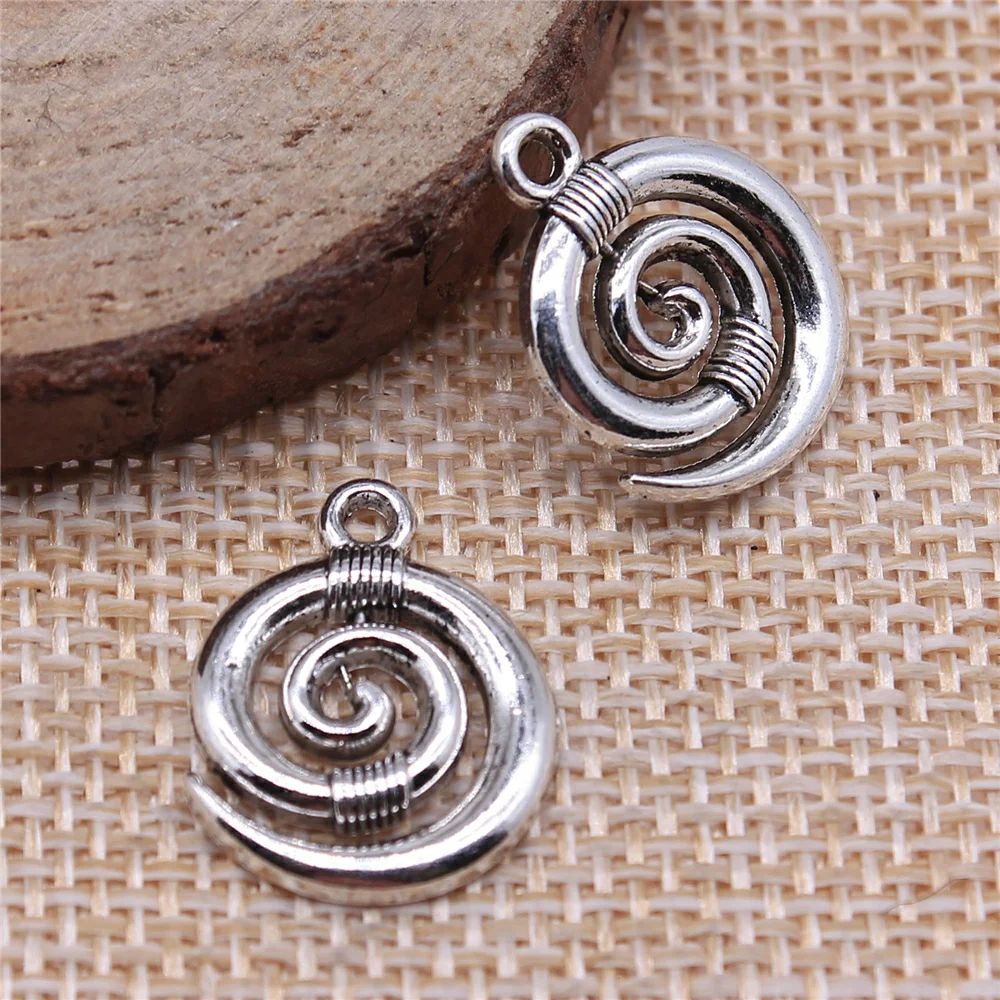 free shipping 43pcs 15x19mm antique silver Vortex symbol charms diy retro jewelry fit Earring keychain hair card pendant