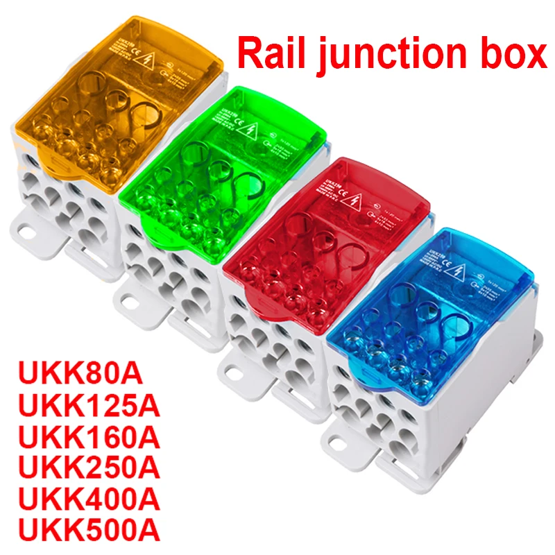 1Pcs UKK80A UKK125A UKK160A UKK250A UKK400A UKK500A Terminal Block 1 in many Out Din Rail distribution Box