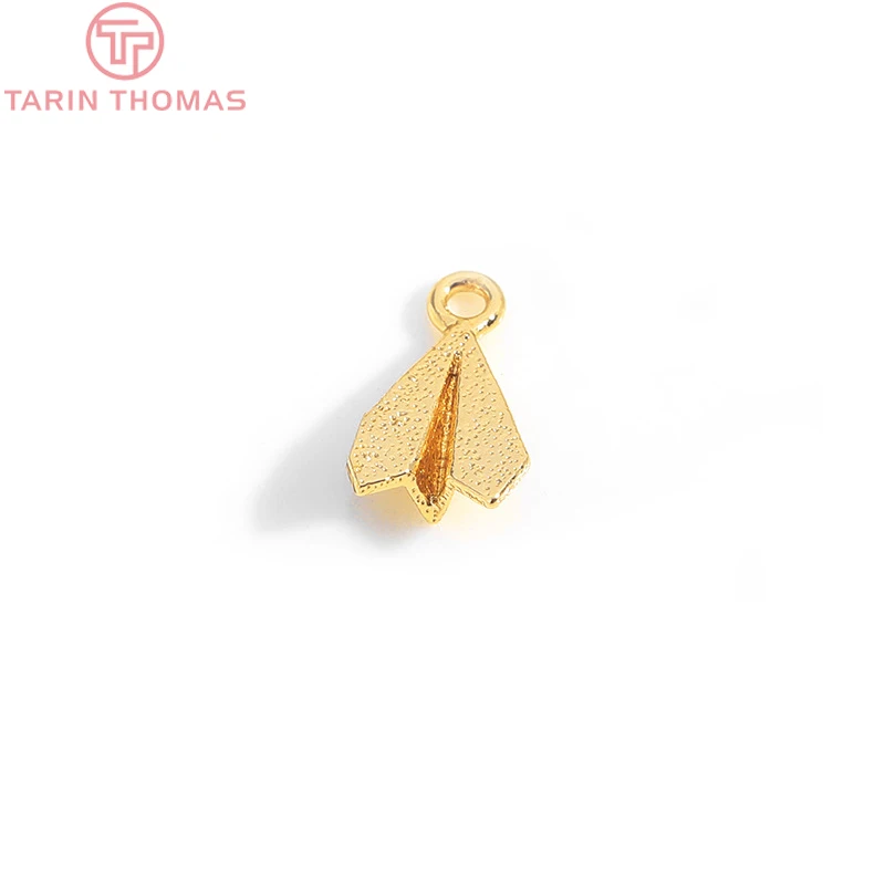 (807)10PCS 7x12MM 24K Gold Color Brass Paper Plane Charms Pendants High Quality Diy Jewelry Findings Accessories