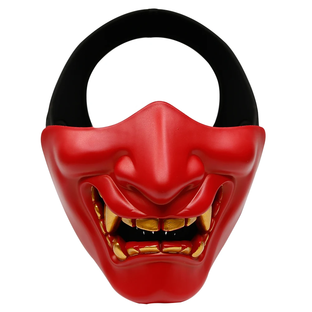 Airsoft Half Face Masks, Evil Demon Monster Kabuki Samurai Hannya Half Face Protective Masks Party, Halloween, Paintball Game