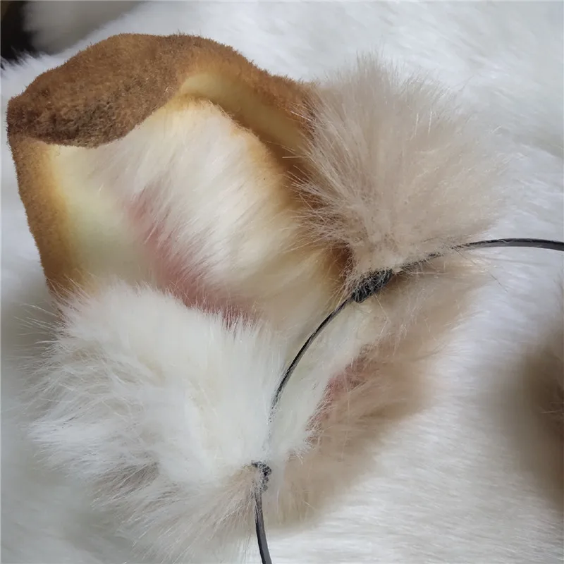 Handmade Simulation Shepherd Dog Ear Hair Band Border Collie Cosplay Hairhoop Halloween Lolita Costume Accessories