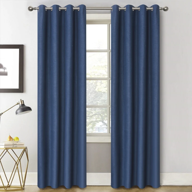 MAKEHOM 100% Blackout Curtains for Bedroom living room Solid Color Linen Thermal Insulated Modern Curtains for Kitchen Drapes