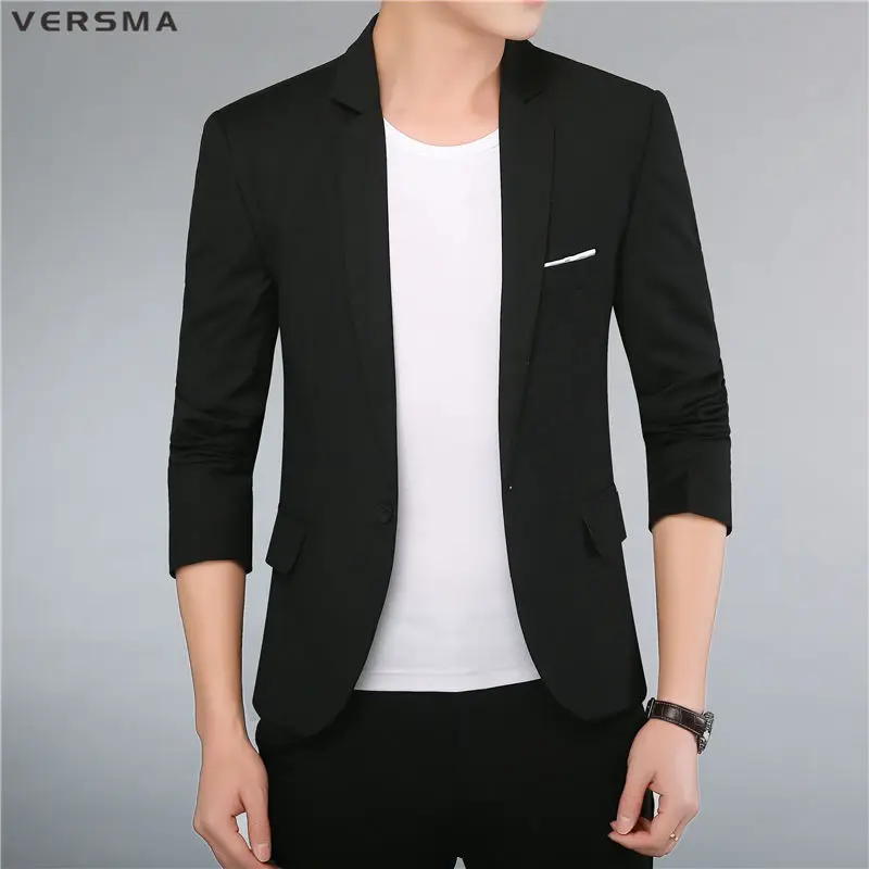 VERSMA Khaki Black Casual Men Blazer Suit Jacket Styles for Wedding Party Wear Chaqueta Terno Slim Fit Office Suits Blazers Male image 4