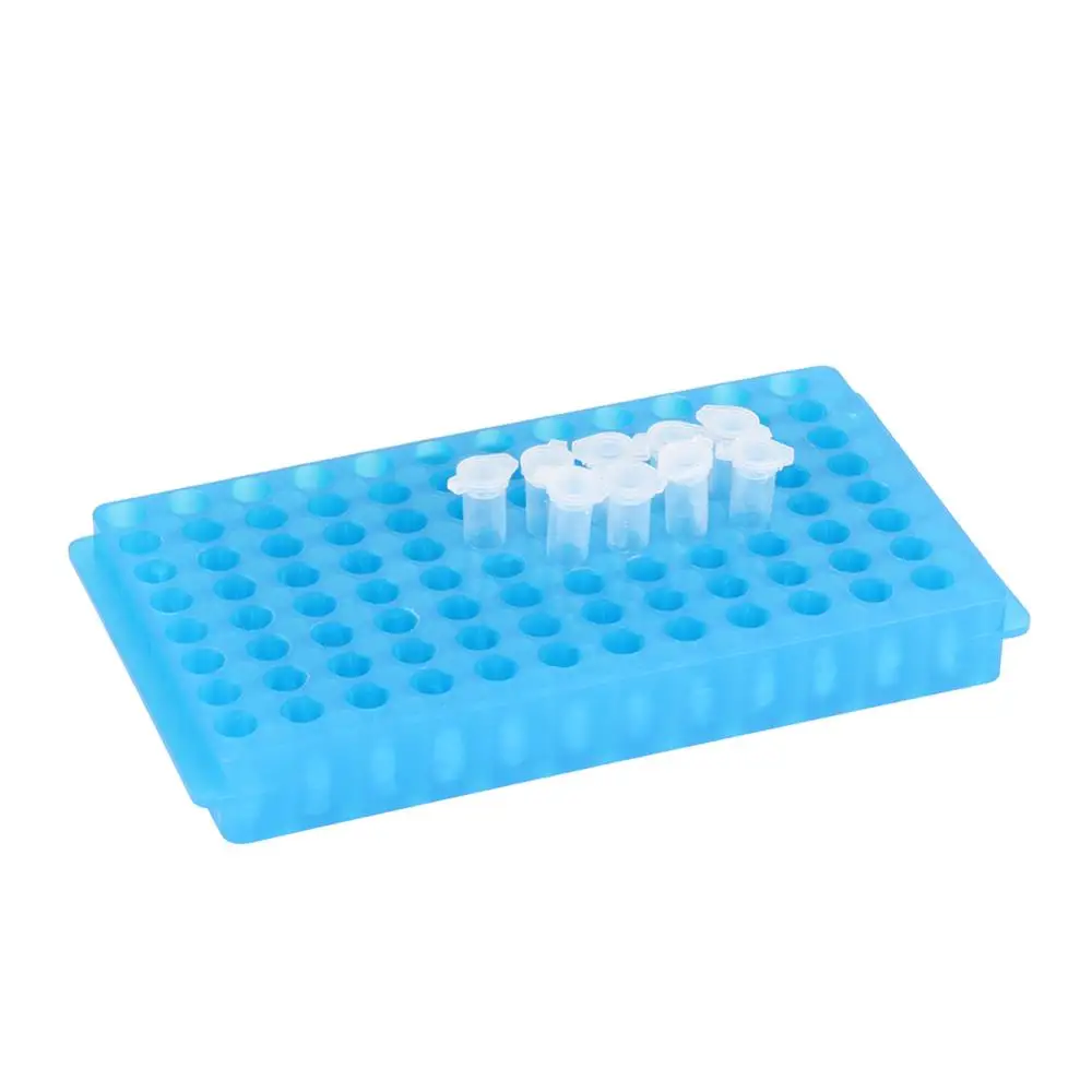 1 Pc 96 Holes Plastic Centrifugal Test Tube Rack Laboratory Test Tubes Blue Holder Bracket For 0.5ml/1.5ml Vials Container