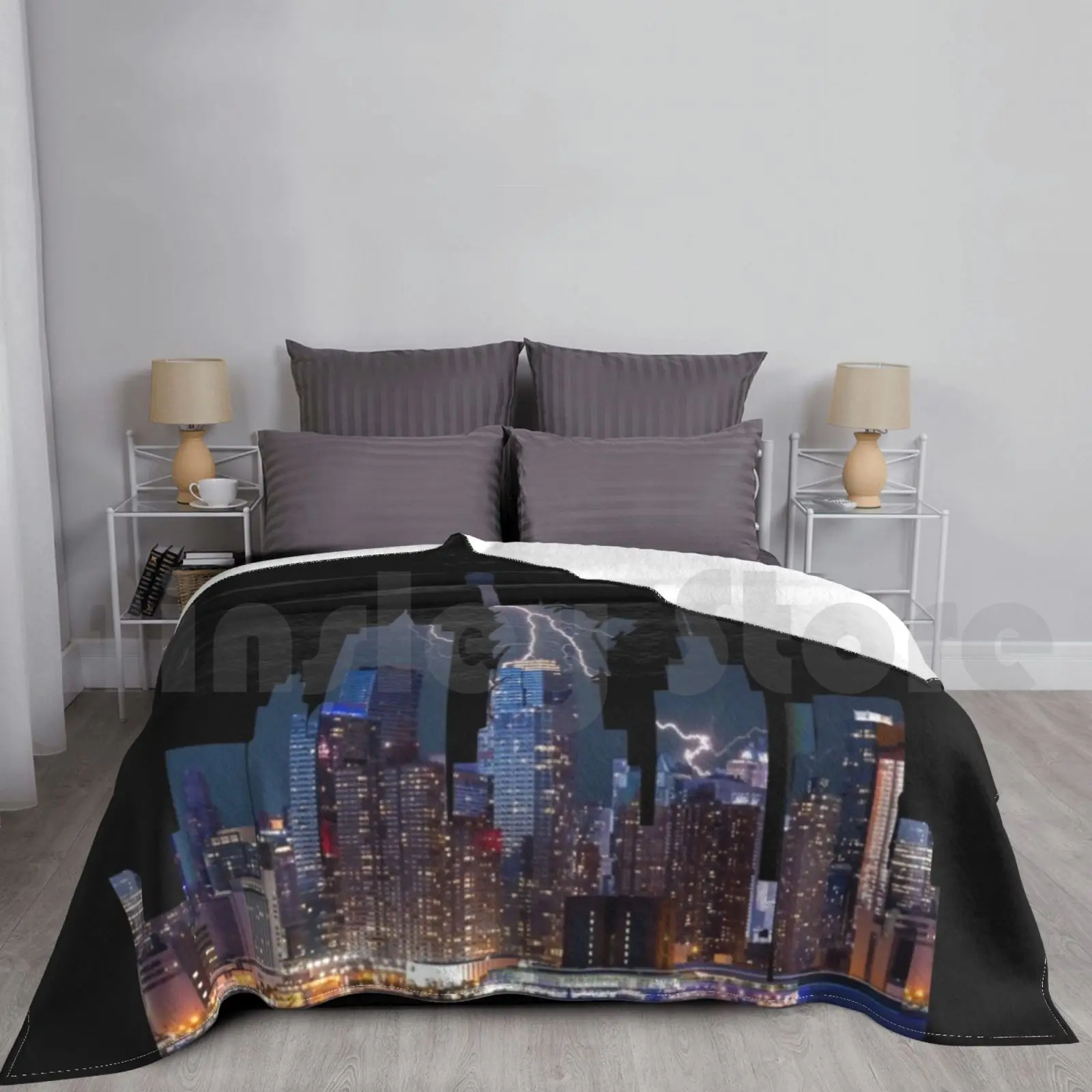 Lightning New York Blanket Super Soft Warm Light Thin Lightning New York Billy Joel State Of Mind Statue Liberty Usa