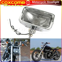 Retro Square Headlight Chrome Motorcycle 55w Twin Dual Headlamp For Honda Harley Cafe Racer Cruiser 883 Sportster Honda Yamaha