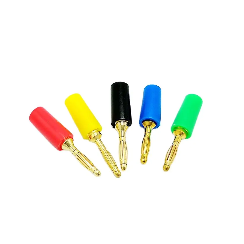 

5 color 2mm Banana Plug Terminals Gold-plated Wiring 2mm Banana connector jack Plug 10pcs/lot