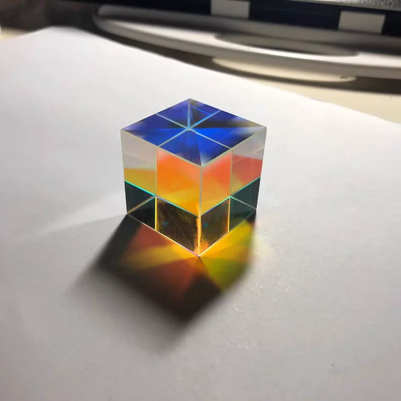 20*20*20mm Cube Prism Optical Glass Colorful Glasses Prisme Physical Experiment Rainbow Prisma for Photography