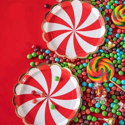 Disposable Cake Plate Rainbow Colorful Food Plate Dessert Plates for Birthday Wedding Party Afternoon Tea Party Decor Supplies