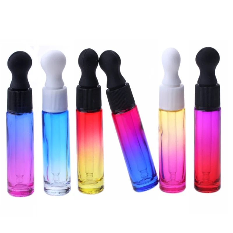 1000pcs/lot 10ml Gradient color Perfume Glass Dropper Bottle 10ml oil Bottles Glass Tubes Essential Oil Vial