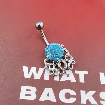 JHJT 1 adet Göbek Deliği Piercingi Cerrahi Çelik Ahtapot Nombril Sevimli Kadın Göbek Piercingi Barbell Vücut Takısı 14g 10 best sales Ahtapot piercingi - №9