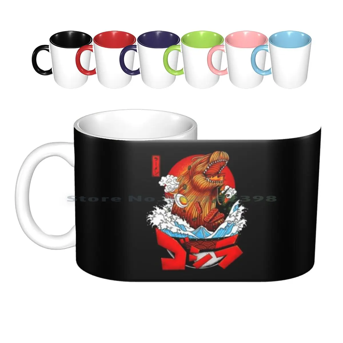 Ramen Sea Ceramic Mugs Coffee Cups Milk Tea Mug Godzila Gozila King Of The Monsters Monster Monsters Showtimes Ramen Pug