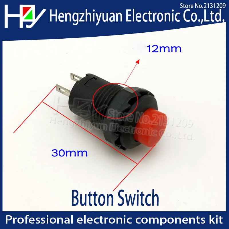 Red Green Yellow black white Blue 12MM Self Return Momentary Self-locking Power Switch Push Button Switch ON-OFF