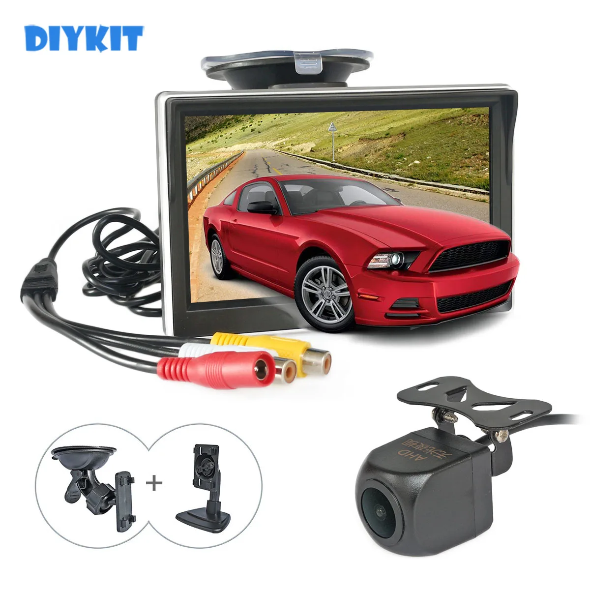 Diykit 5Inch Ahd Ips Auto Monitor 1920X1080 Hd 170 Graden Sterlicht Nachtzicht Back-Up Voertuig Achteruitrijcamera Auto Camera Camera