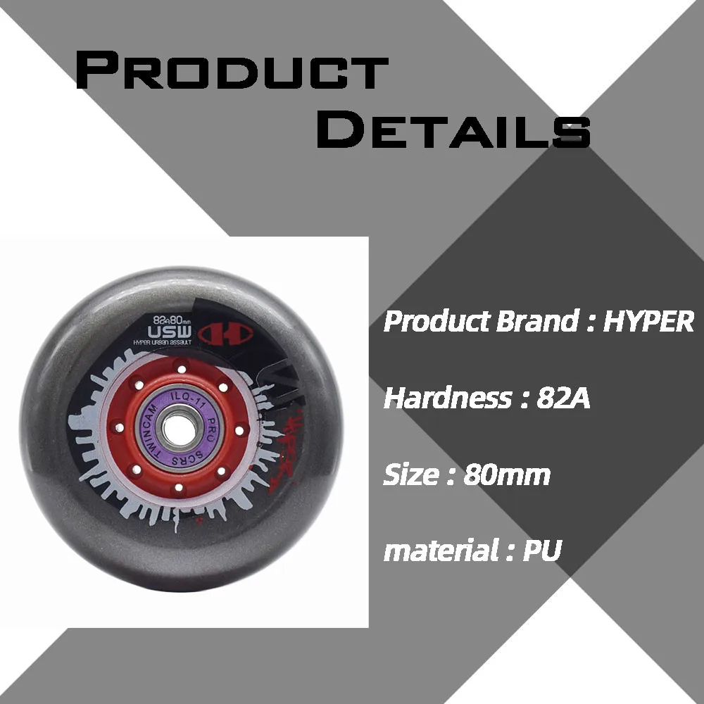 Professional Slalom Wheel HYPER +g Grip 82A FSK Roller Skates Tyre High Elasticity 80 80mm Inline Skate Wheel for SEBA 608 ILQ11