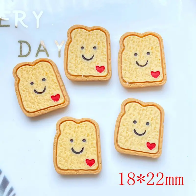 10pcs New Resin Cute Mini Bread Flat Back Cabochon Scrapbook Kawaii DIY Embellishments Accessories