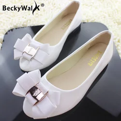 2023 spring summer women flats fashion sweet bow patent leather comfortable women's shoes flat shoes large size 42  WSH2347