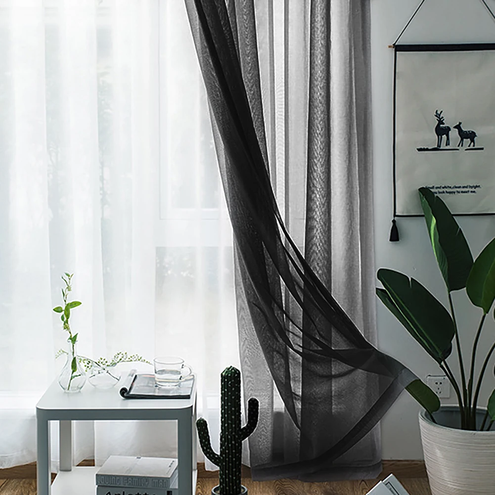 Pure Color Tulle Curtains For The Kitchen Living Room Solid Sheer Curtains Tulle On The Windows Drapes Window Screen 132x210cm