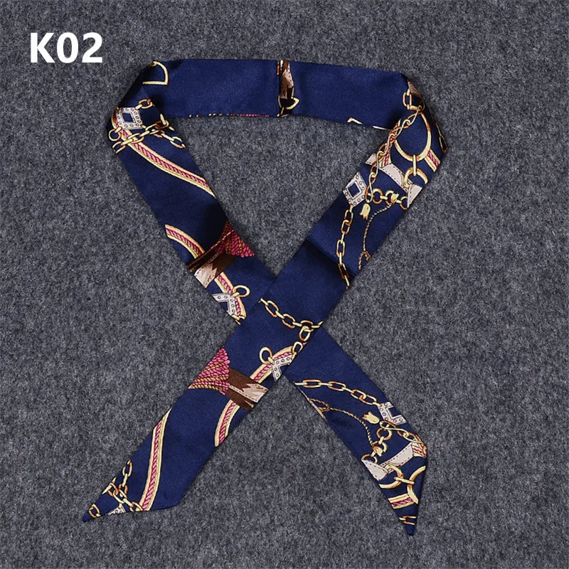 30 Colors Bag Scarf Skinny Hijab Scarf Women Small Silk Bandana Female Head Scarves For Ladies Print Headband