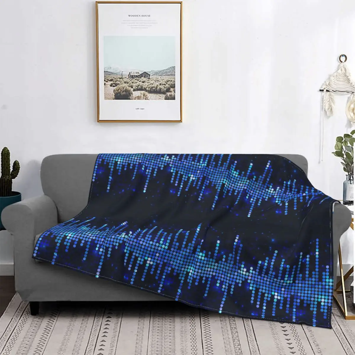 Sparkling Sound Wave Pattern Blankets Fleece Decoration Ultra-Soft Throw Blankets for Bedding Bedroom Plush Thin Quilt