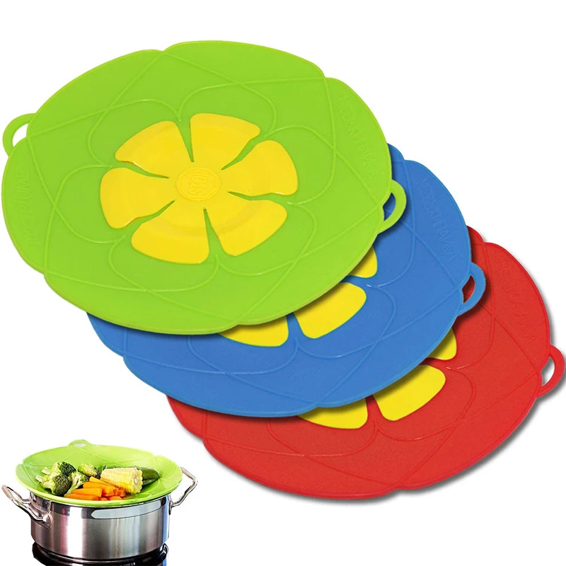 Silicone lid Spill Stopper Cover Pot Pan Cover  Kitchen Accessories Flower Shape Cookware Cooking Tools Kitchen Gadgets