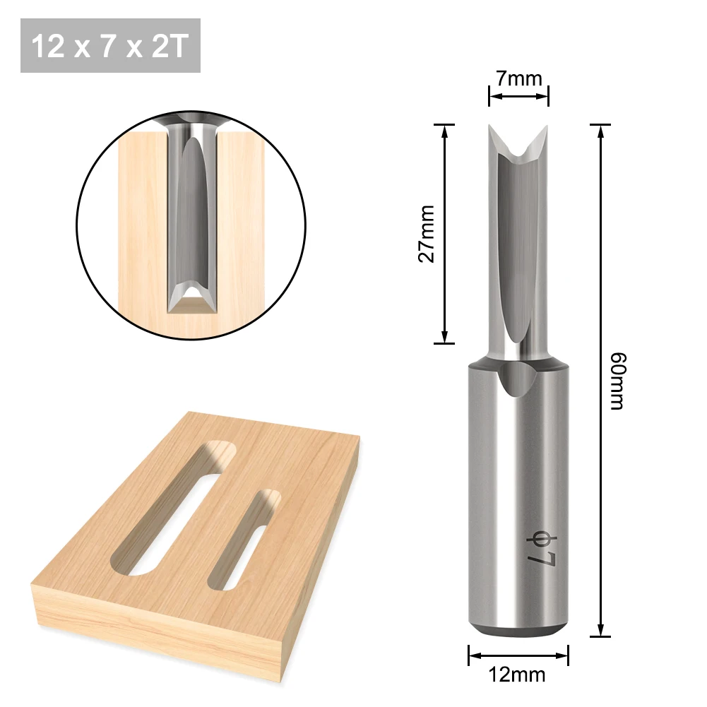 1pc 12mm Shank Woodworking tenon grooved knife HSS high-speed steel mortise knife  vertical milling cutter