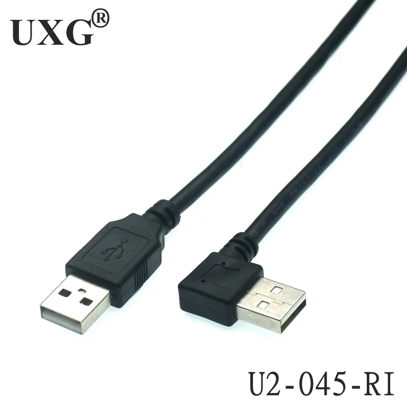 USB 2.0 A Male To USB A Male 90 Degree Left Right Up Down Angle Extension Adapter Charging And Data Cable Cord 25cm 50cm 1m 1.5m