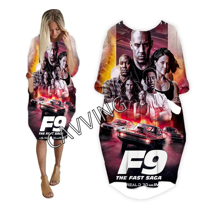 CAVVING 3D พิมพ์ Fast & Furious 9แฟชั่น Midi เสื้อ Harajuku ผู้หญิงอะนิเมะชุดโลโก้ผู้หญิงกระโปรงชุดยาว