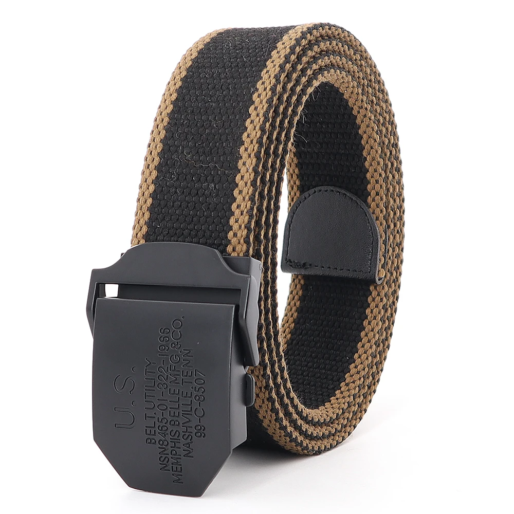 Flying Art Luxury Black US automatic Buckle Men's Famous Brand belt knitted Outdoor sports Military tactical Training jeans belt