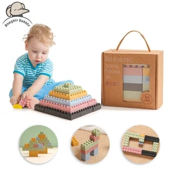 20PCS Silicone Assembled Block Baby Building Blocks Toys Box DIY City Part Houses Wall Constructor Montessori Educational Toys