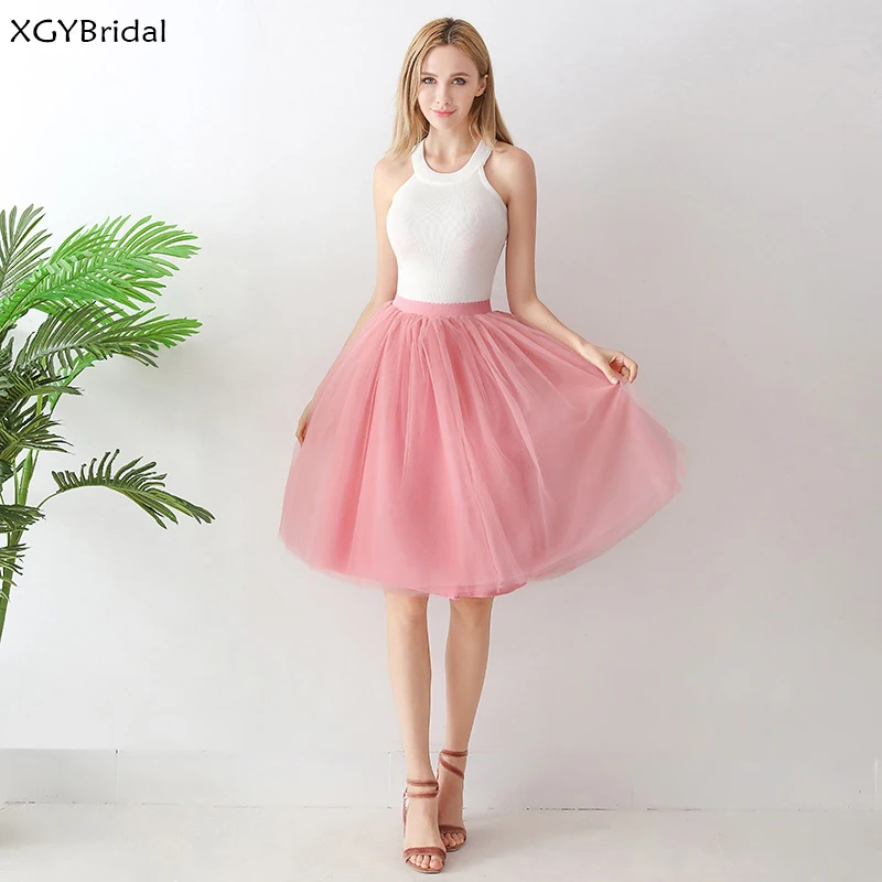 Jupe Tutu plissée en Tulle, 5 couches, 60cm, mode femmes, printemps et été, jupe de demoiselle d'honneur pour mariage