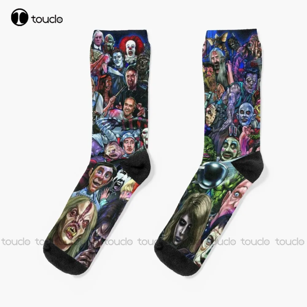 Horror Collage Socks funky socks Personalized Custom Unisex Adult Teen youth Socks Halloween Christmas Fashion new gift