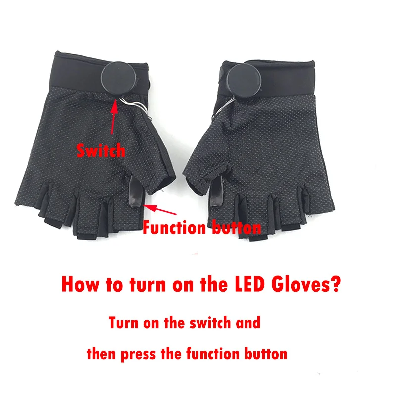Guantes intermitentes LED de moda, luz brillante, medio dedo, Rave, suministros de baile, accesorios para espectáculos de escenario
