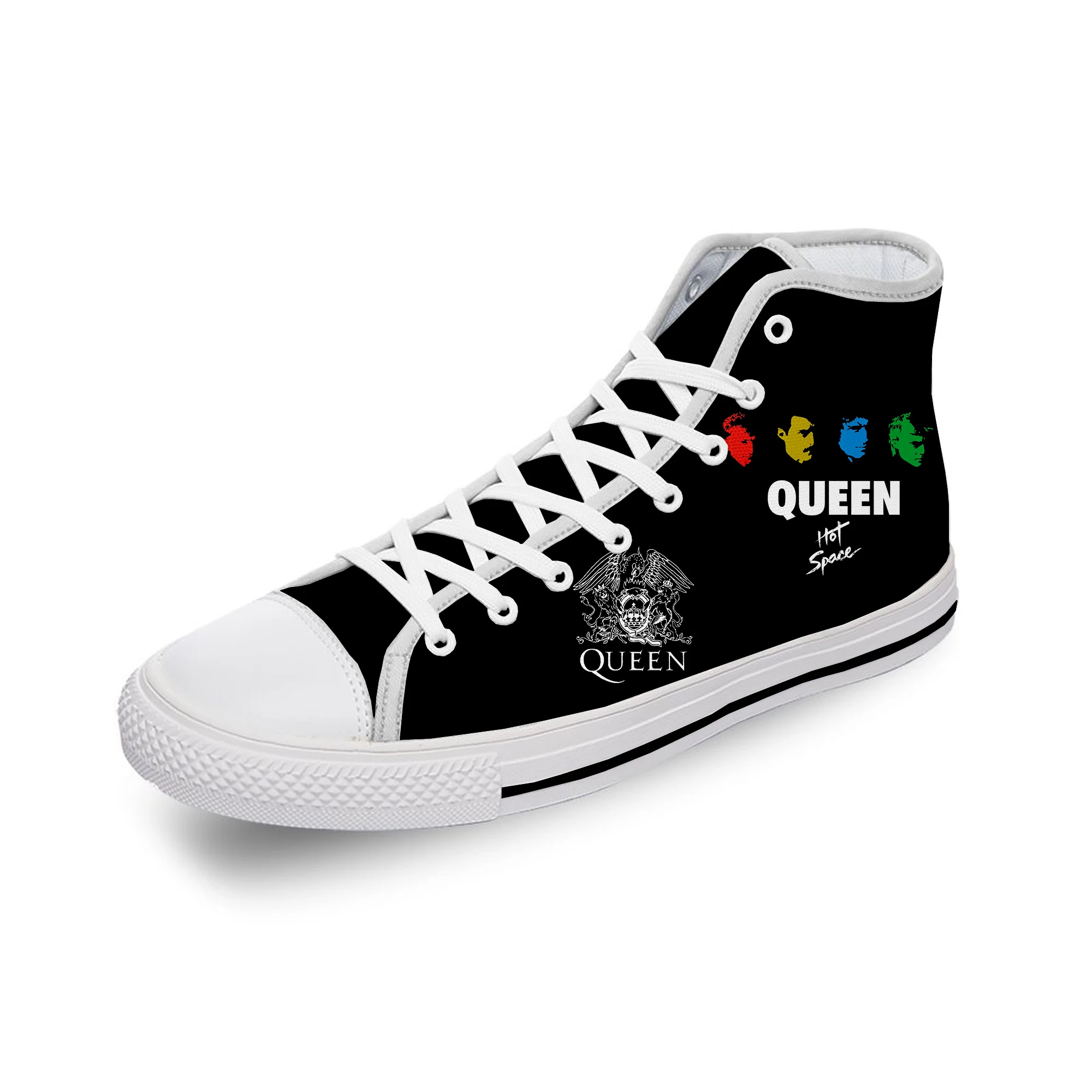 Queen Freddie Mercury Rock Band White Cloth 3D Print High Top Canvas Fashion Shoes Men Women Lightweight Breathable Sneakers