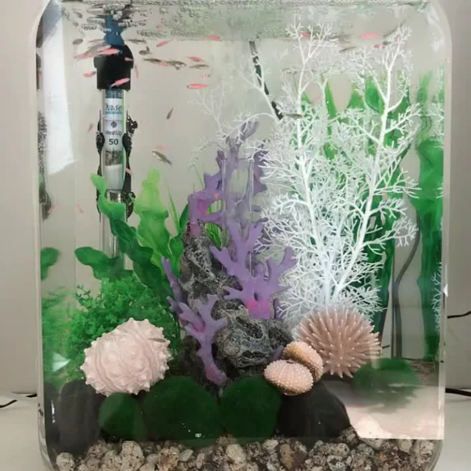 

Acuario redondo personalizado, tanque cilíndrico de peces, Led Acrílico