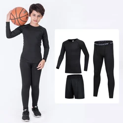 4 Pcs/Set Kid's MMA Compression T-shirt+Pants Rashguard Sportswear Boy Muay Thai Shorts Bjj Gi Rash guard For Kid Boxing Suits
