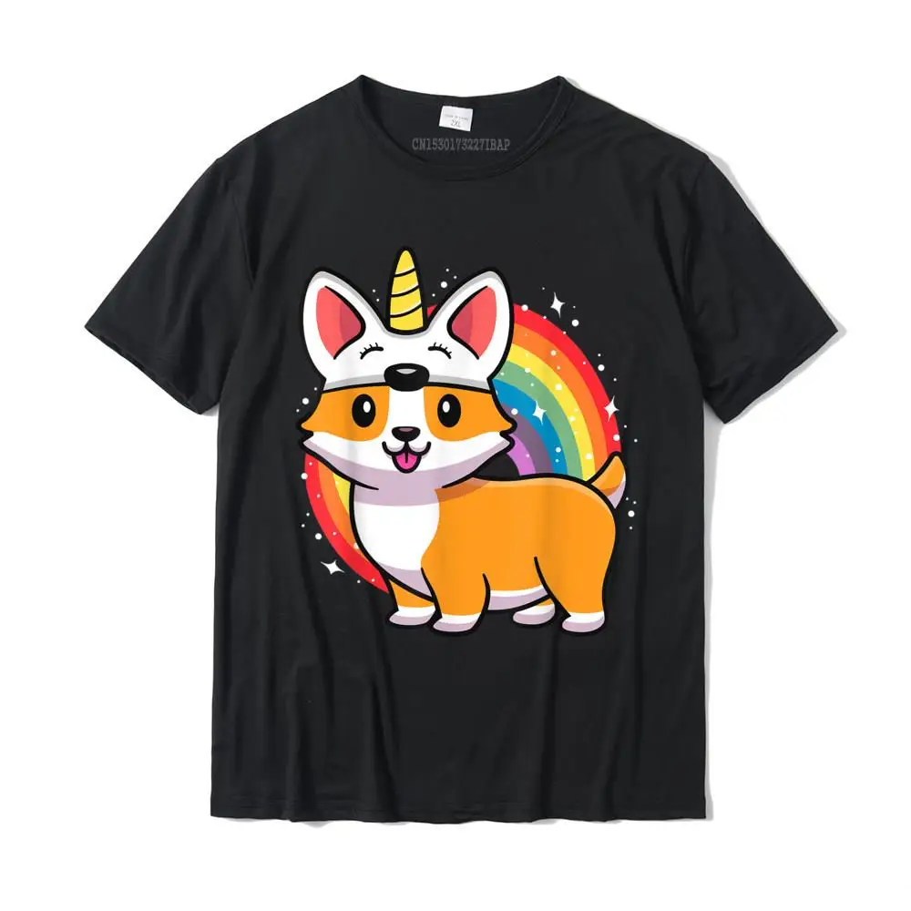 Corgicorn Unicorn Corgi Shirt For Man Funny Rainbow Corgi T-Shirt Camisas Fitness Tight Tshirts Funky Cotton Men Tees Hip Hop