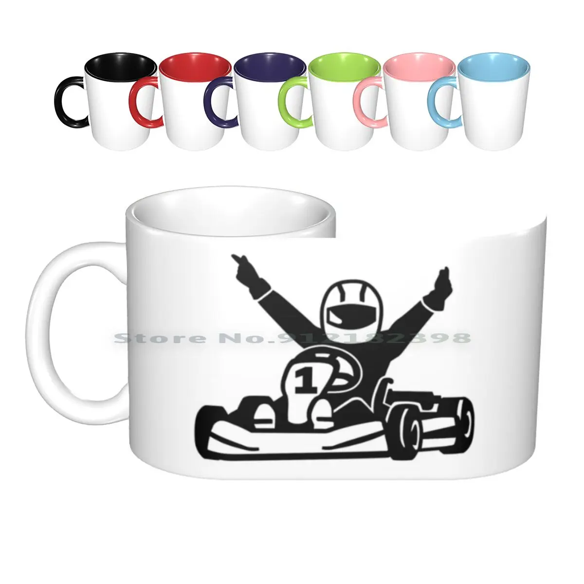 Kart Racing Ceramic Mugs Coffee Cups Milk Tea Mug Kart Racing Winner Race Go Kart Gokart Golang Karting Racer Motorsport Sports