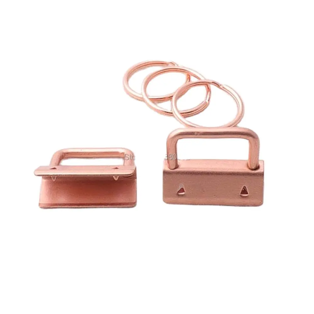 20pcs /lot 30mm rose gold color Key  Fob Hardware buckles with key ring  Split ring For wrist Wristlets Cotton