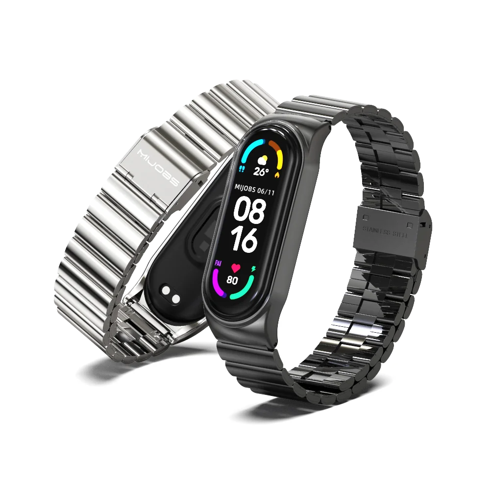 Strap for Mi Band 6 5 4 3 Metal Wristbands Mi Band 5 Strap Pulseira Mi Band 4 Bracelet for Xiaomi Miband 3 Stainless Steel