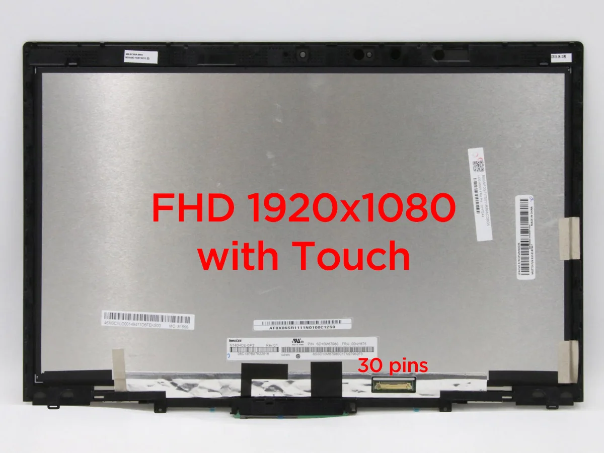 Assemblaggio digitalizzatore Touch Screen LCD per Lenovo ThinkPad X1 Yoga 3a generazione 2018 sostituzione Display Laptop 01AY920 01AY922 01AY916