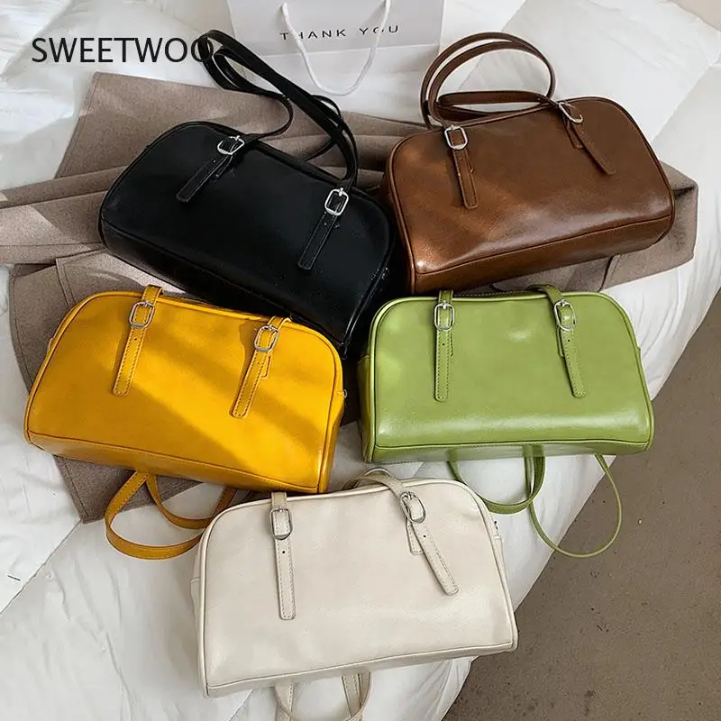 Pu Leather Solid Color Shoulder Bags For Women Stylish Casual Trend Female Bag 2021 Classics Design Simple Ladies Handbag