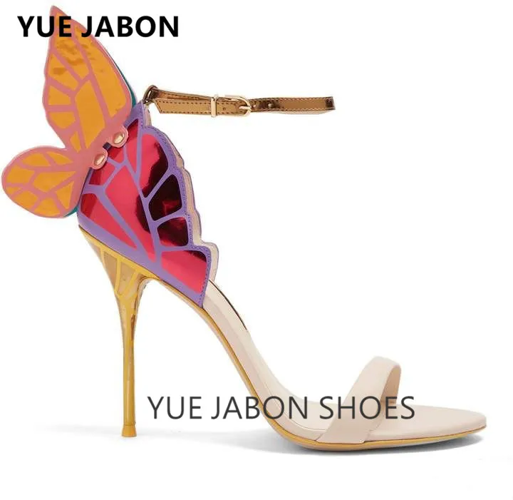 

Лидер продаж, роскошные туфли-лодочки на шпильке, свадебные туфли с бантом, сексуальные сандалии с ремешком на щиколотке, женские сандалии с резьбой и крыльями бабочки