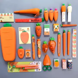 Sharkbang Designed Creative Carrot Strawberry Stationery Set 20pcs Pack Kids Birthday Gift Pencil Case Gel Pen School Suppliers