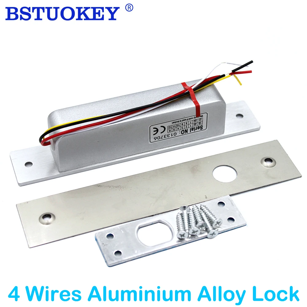 Aluminium Alloy DC 12V Electric Bolt Lock 4-Wire NC Output Time Delay Fail Safe Mortise Door Lock for Security Systems