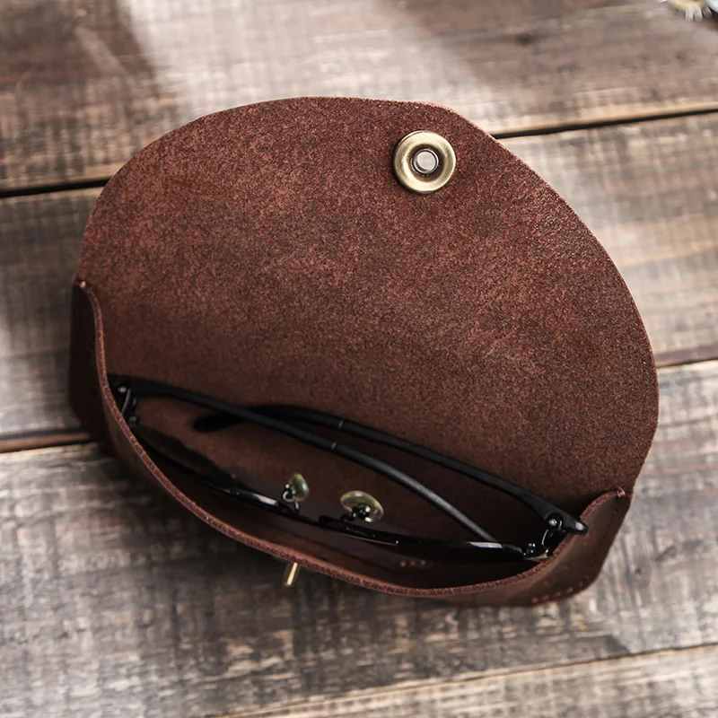 Luxury vintage genuine cowhide leather small coin purse women retro glasses Cases casual  hasp mini bag