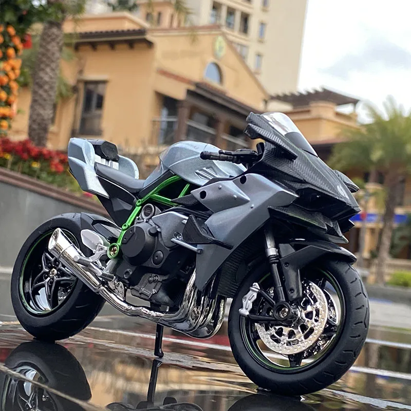 1:12 KAWASAKI H2R Alloy Racing Motorcycle Simulation Metal Street Motorcycle Model With Sound and Light Collection Kids Toy Gift